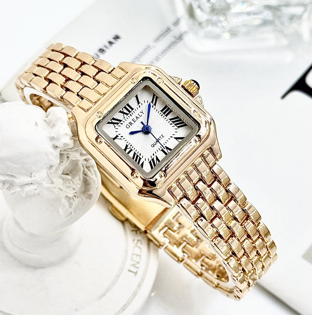 Classic Retro Square Waterproof Women's Diamond-embedded Watch